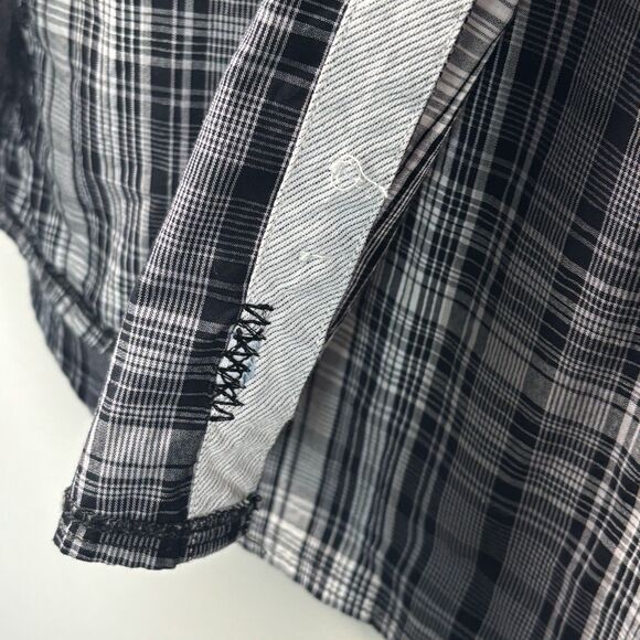 English Hero Men’s Large Shirt Eminence Black Button Up Geometric Cuff Pocket - Picture 7 of 11